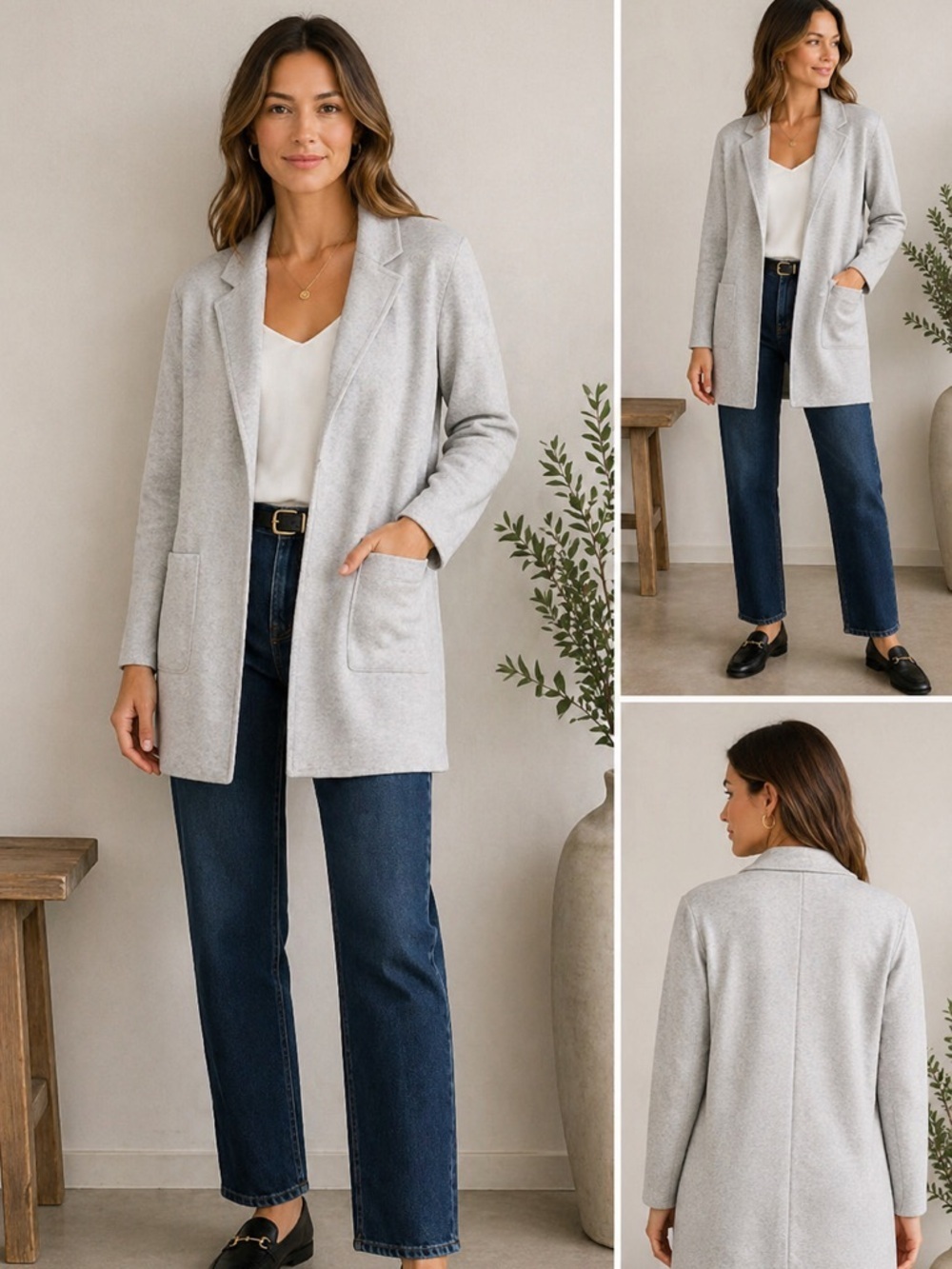 J. Crew NWT 365 Sophie Open Front Sweater Blazer in Heather Gray Size 2X